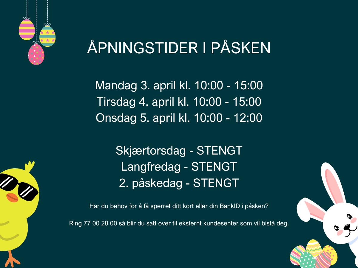 Påske 2023 åpningstider - Sparebank 68° Nord | Sparebank 68° Nord - Mer ...